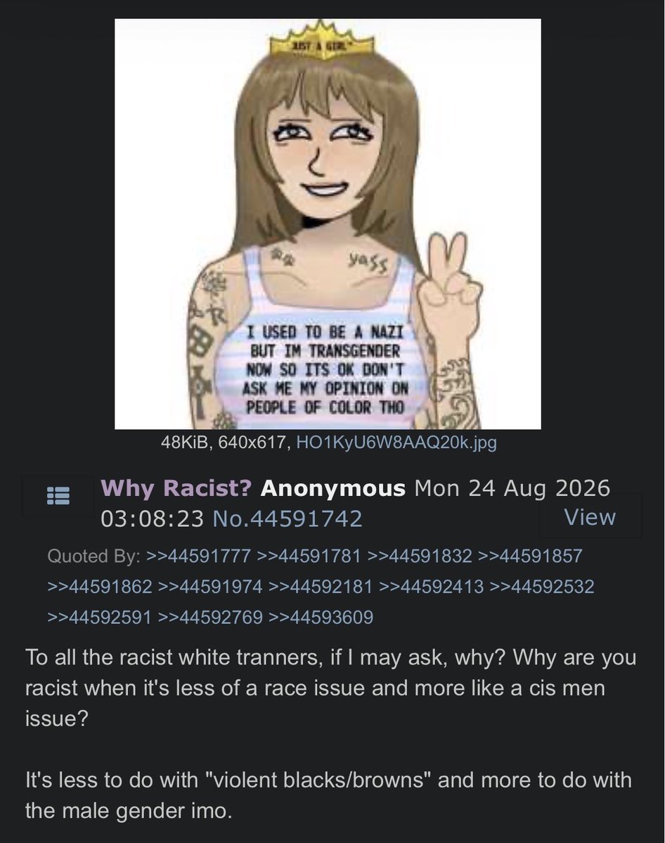 DebunkGunk's tweet photo. The whitest person will be gassing up 4tran as a positive outlet and then you look at the forums and it’s just: https://t.co/uHnTrqXhjH