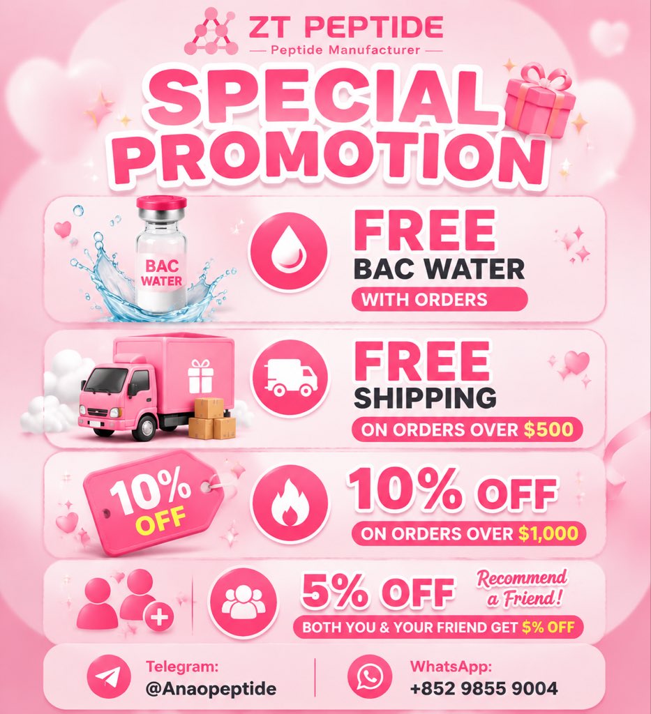 Tinghnjw's tweet photo. π Limited-time offer for new customers
𧬠Peptide manufacturer in China
β¨ Factory-direct supply
β
Quality assurance
π© DM us to learn more
#ghk
#fyp #reta #glow #peptide #grey
#glp #ghkcu https://t.co/9AxaR9InHL