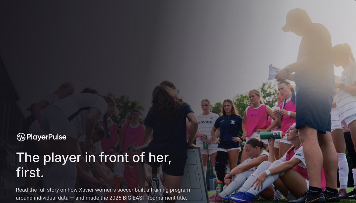 PlayerPulseApp's tweet photo. That philosophy has helped Xavier to 75 wins, two BIG EAST regular-season titles, a tournament championship, and four NCAA Tournament trips since 2021.

Full story on force plates, flexibility, and why she asks the player before she asks the data → https://t.co/gAUZ9alvjm https://t.co/CyoIoKfJBg