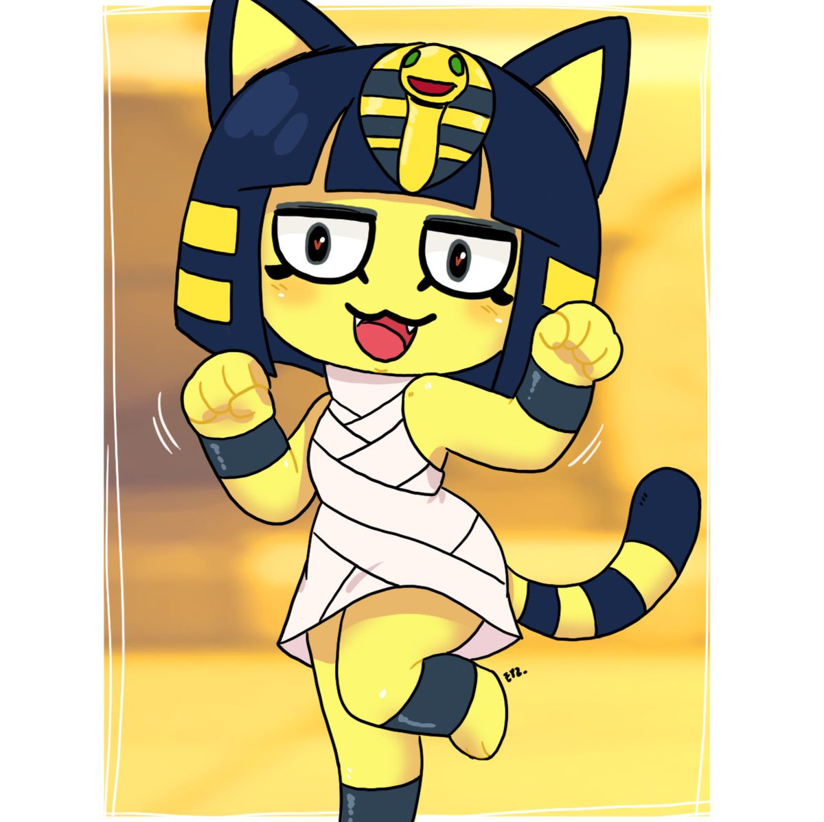 Eyzmaster's tweet photo. Some happy Ankha today! 💛
Just a silly Egyptian cat dancing, smiling and living her best Animal Crossing life.

#Eyz #myart #Ankha #AnimalCrossing #AnimalCrossingNewHorizons #ACNH #Nintendo #AnimalCrossingFanart #Fanart #DigitalArt #waifu https://t.co/3bY5s3pLdl