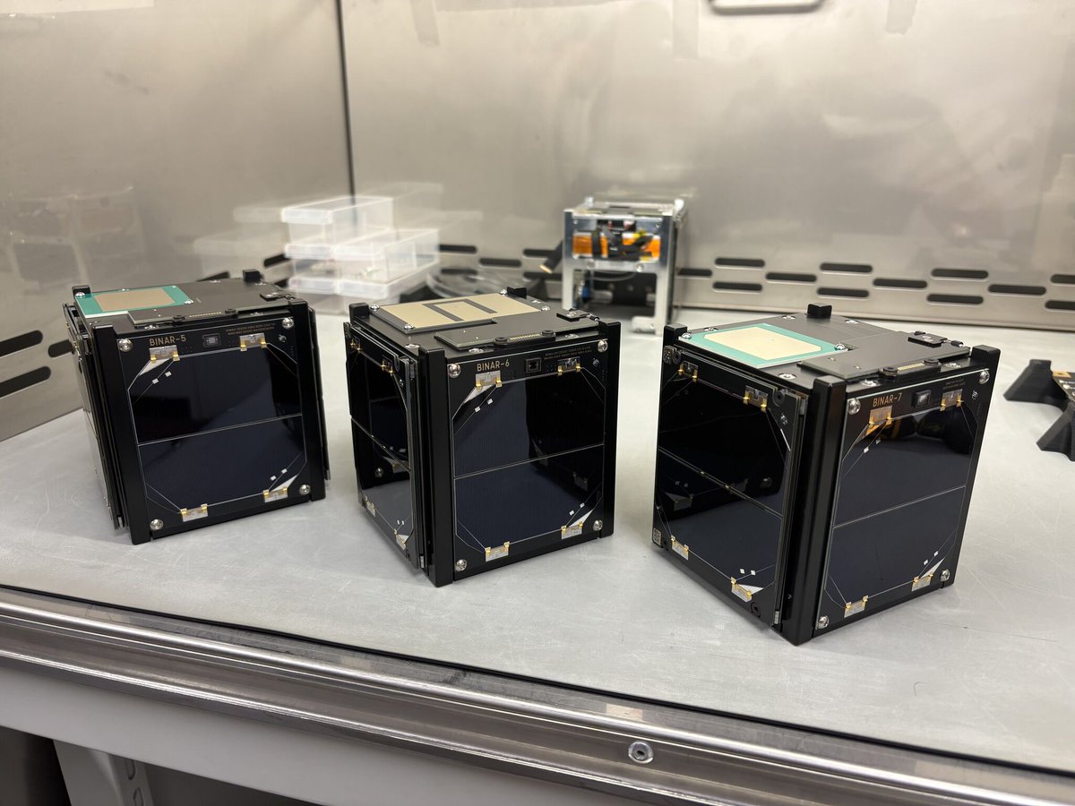 NanoSatNews's tweet photo. Student CubeSats Binar-5/6/7 (Curtin, 3×1U) and MOMIJI (CIT, 2U) are integrated into JAXA’s J-SSOD for Cygnus NG-25. Will fly Falcon 9 → ISS → JEM deploy, NET Q4 2026. Space BD. #CubeSat https://t.co/RD29v7qw1W