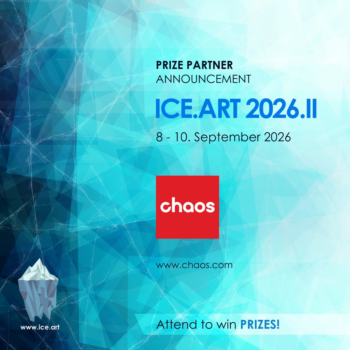 IceConference's tweet photo. We're excited to announce our Prize Partner @chaosgroup! 🌆 🚀
https://t.co/G6y3DtY84f

Huge thanks for all your support!

@Ideal_Spaces_ @vfxsociety @ViewConference @MattB3D @MHTutorials
#chaos #iceart2026 #vfx #entertainment #3denvironment #emotion https://t.co/GCBxZjSnUd