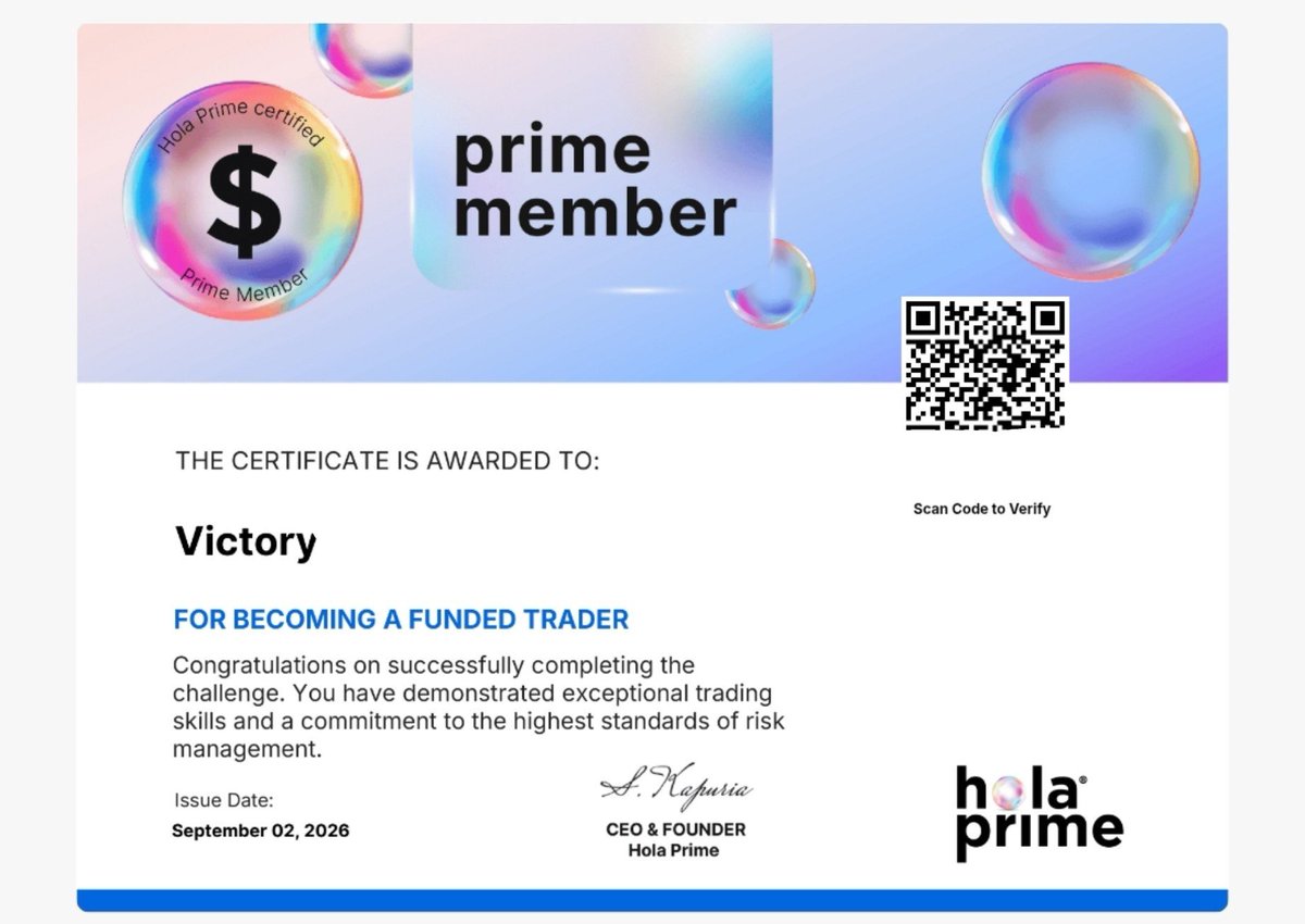 ThissBabyVee's tweet photo. Funded ✅ with @HolaPrimeGlobal
Courtesy of $XAU 🍼 https://t.co/7Rd1150eyi