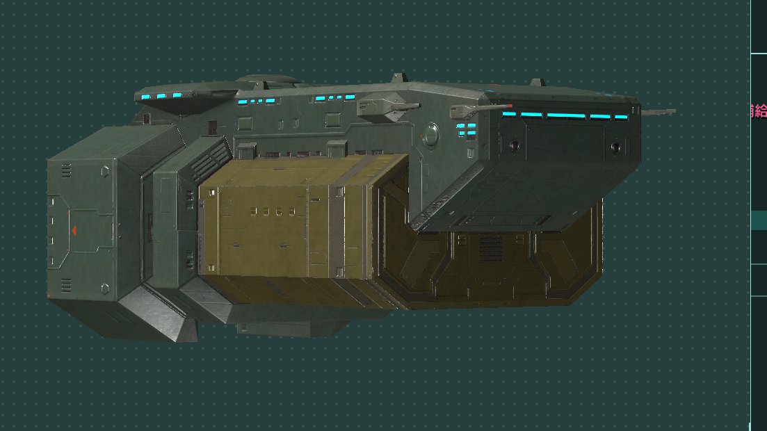 GRA_ACC_CD's tweet photo. 宇宙空間を中心に運用して、ある程度小惑星や惑星表面などの低～1G重力圏においての活動を想定して輸送艦作ると、どうしても「小さい艦橋を先に出して、その左右や真後ろにデカイコンテナを配置」という面白味もない機動豆腐が完成するのである！！！！ https://t.co/yKLUs5gdCo