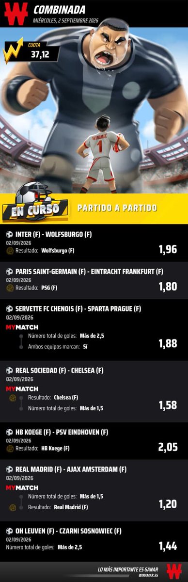 carlaBets's tweet photo. ‼️‼️ COMBINADA DEL DÍA ‼️‼️

💰 CUOTA 37 💰

🔥🤯 Hoy vamos a hacerlo todo poooolvo 🤯🔥

En mi perfil tienes el link 🔗 para unirte a mi grupo GRATUITO 😚✨️ https://t.co/C846Wvdo1g