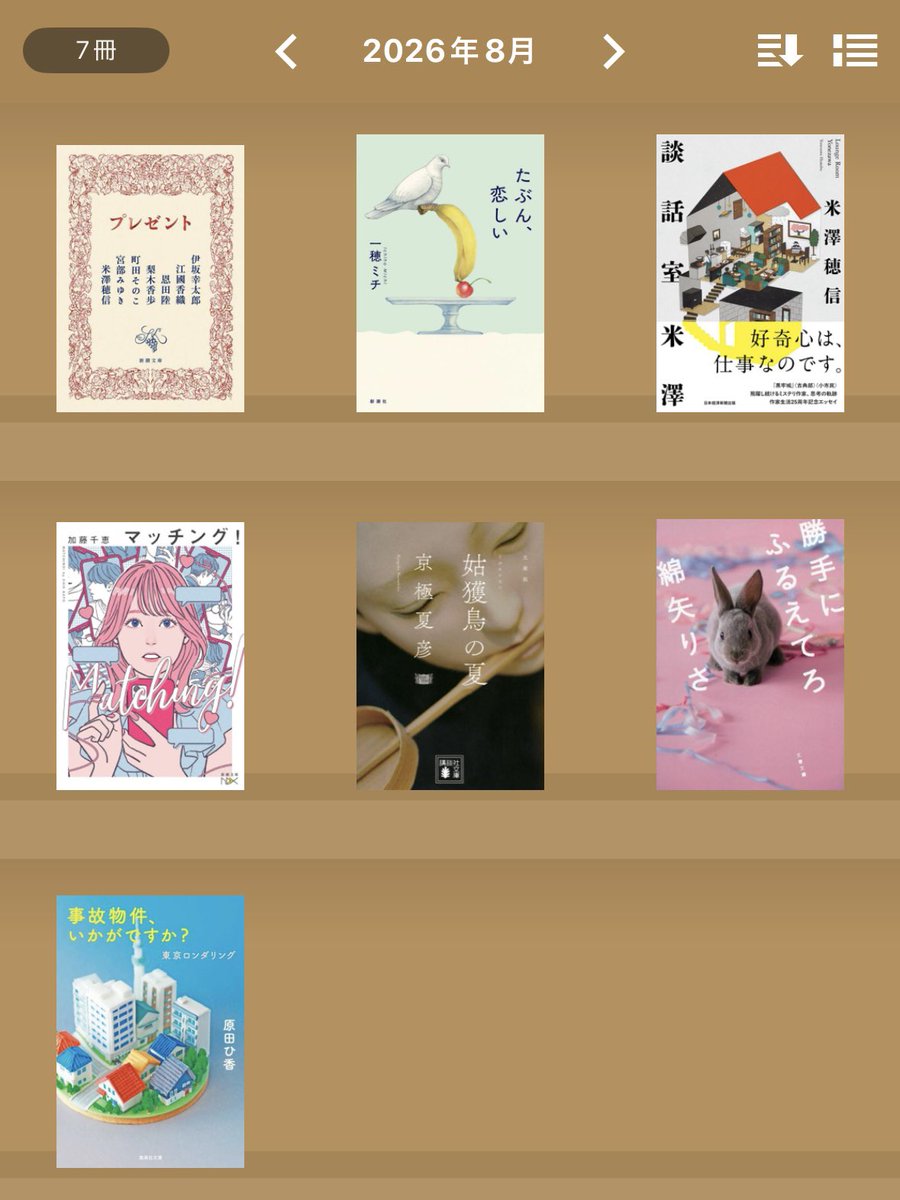 book_August's tweet photo. 2026年8月 読了本

私の推し作家である一穂ミチ先生の『たぶん、恋しい』を読みました。
先生特有の心のモヤモヤを余すことなく言語化する文章にいつもながら感激…。読了後に作品名を見ると、「これしかつけようがない」と思うくらいぴったりな作品名でした。

#8月読了本
#読書好きな人と繋がりたい https://t.co/i3xZlCJpcv