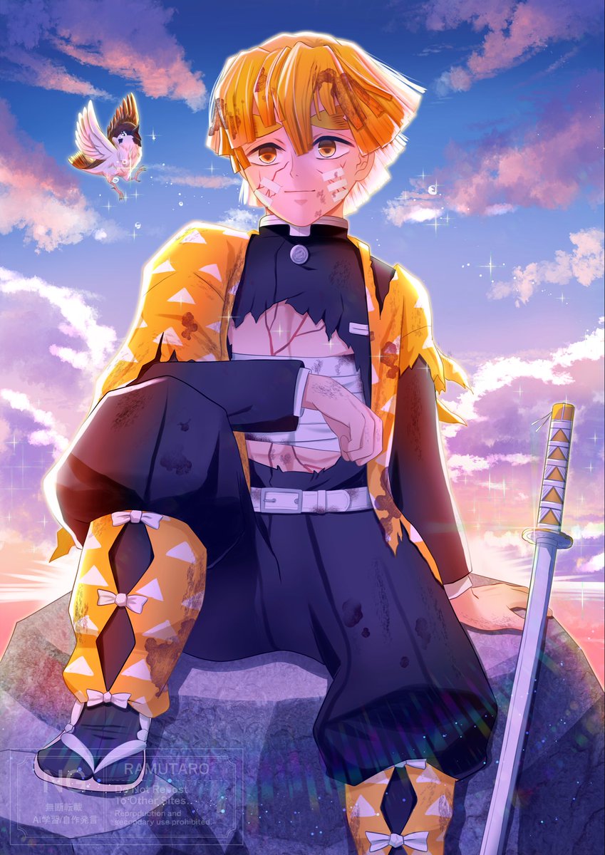 ramutaro_merino's tweet photo. 「夜明け」
#我妻善逸生誕祭2026
#我妻善逸誕生祭2026

お誕生日おめでとう⚡️
この先には幸せあふれる未来が続いているよ https://t.co/emQnKTBiHg
