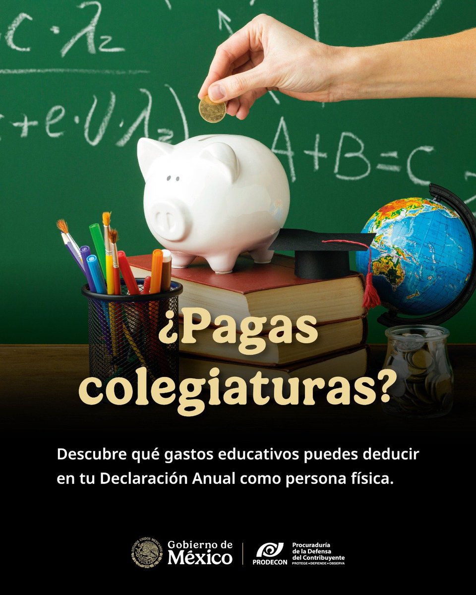ProdeconMexico's tweet photo. 💡 #ProdeTip 

📢 ¡No olvides solicitar tu factura!

🎓 Para aprovechar las deducciones por gastos educativos, es importante cumplir con los requisitos fiscales, entre ellos: contar con el CFDI y realizar el pago correspondiente mediante cheque nominativo, transferencia electrónica, tarjeta de débito o crédito. 

🤝 ¿Tienes dudas? En #PRODECON te podemos asesorar de manera gratuita. ¡Estamos para ayudarte! 

Acude a tu oficina más cercana:
📍 https://t.co/u6f3uxkkcy

Correo electrónico👉 atencionalcontribuyente@prodecon.gob.mx

☎️Teléfonos de atención: 55 1205 9000/ 800 611 0190

🤖 PRODEBOT: https://t.co/OyKxAJw3m2

💻 Chat en línea: https://t.co/M3dvxQRBMZ

#PRODECONProtegeTusDerechos