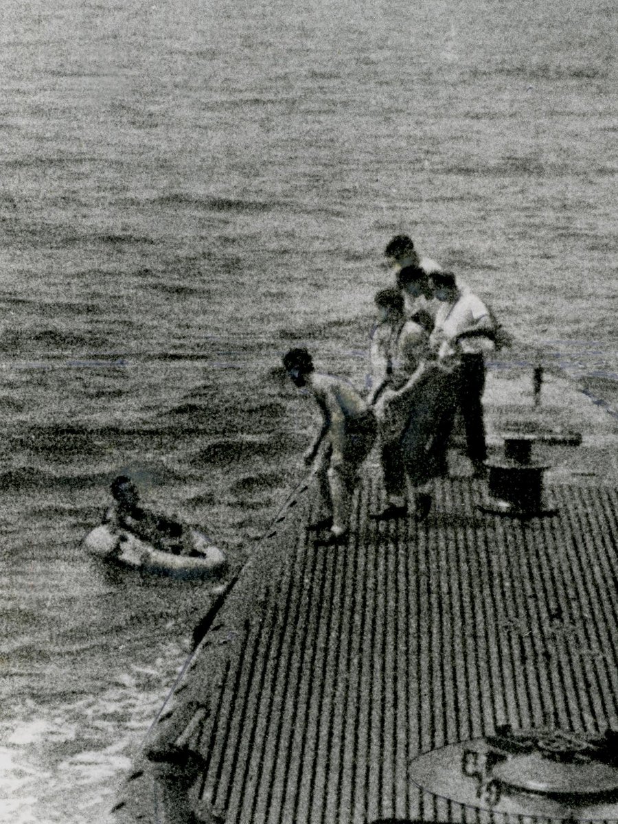 Bush41Library's tweet photo. 82 Years Ago Today: President George H.W. Bush was rescued by the submarine, the U.S.S. Finback, after being shot down while on a bombing run of the Island of Chi Chi Jima.

Photo: September 2, 1944 | Photo ID: H058-01

#usnavy #wwii #bush41 #bush41library #bush41museum https://t.co/5vnSeSC0Xy