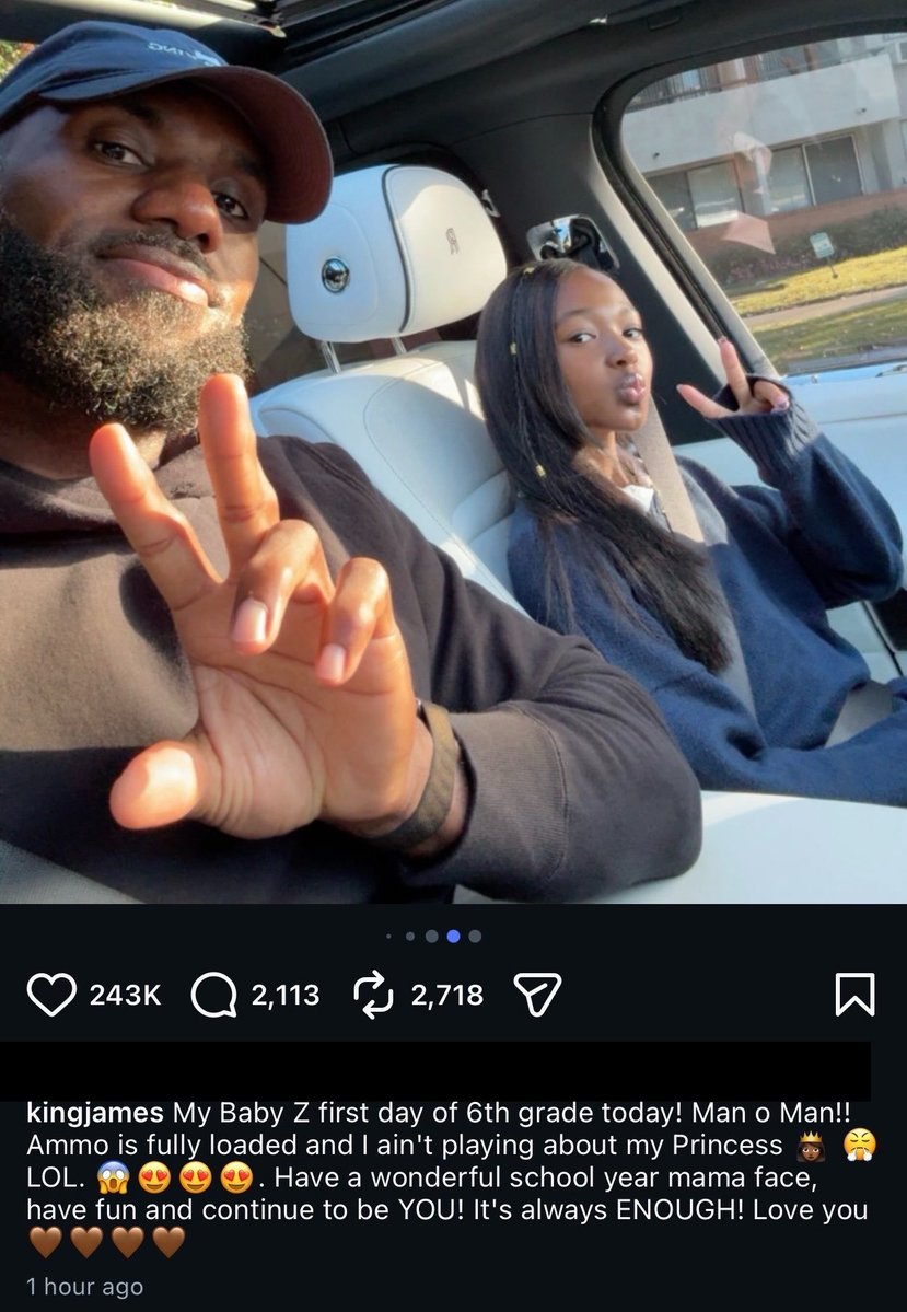 ClutchPoints's tweet photo. LeBron James, aka "Girl Dad" 👨‍👧

The Sixers forward spent quality time with his daughter, Zhuri, as he dropped her off for her first day of 6th grade yesterday!

(via @KingJames) https://t.co/A8qrPR0yKp