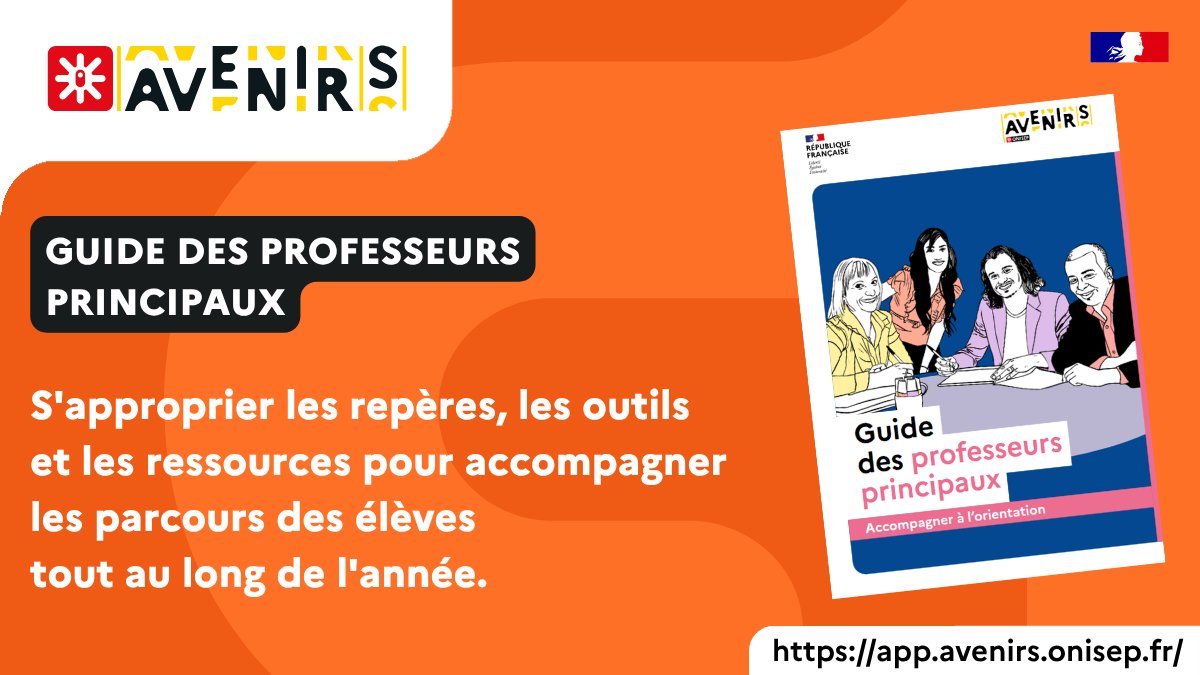Onisep's tweet photo. #Rentrée2026 📢 #Professeursprincipaux, l'#Onisep et la #DGESCO mettent à votre disposition un guide pour vous aider à mobiliser les ressources, les outils et les acteurs de l'#orientation tout au long de l'année 👉https://t.co/Aj5OGuI0HQ
@education_gouv #éducation #¨Avenirs https://t.co/SFqnCngTgk