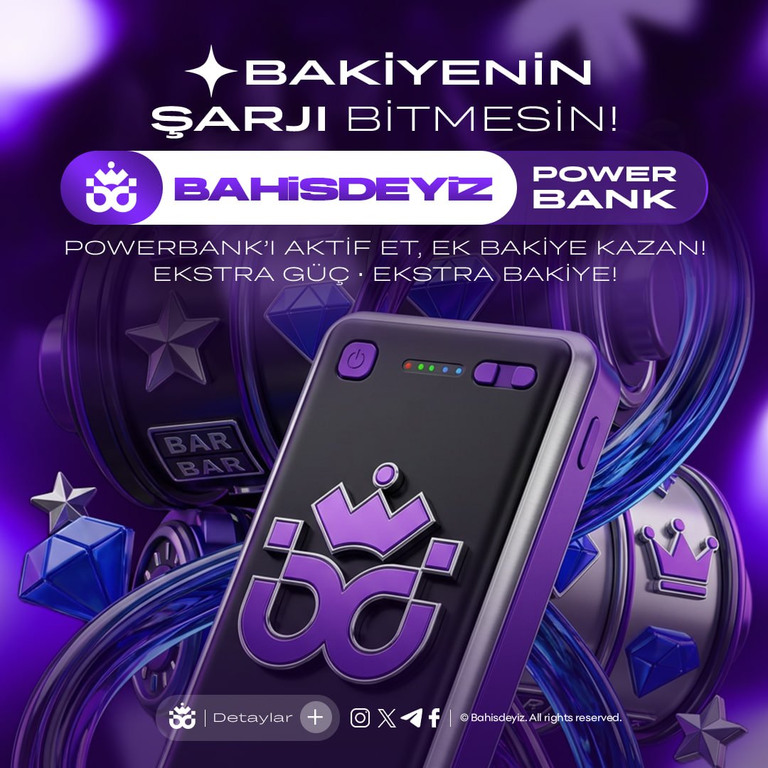 Bahisdeyizz's tweet photo. ⚡BAKİYENİN ŞARJI BİTMESİN!

🔋POWERBANK’İ AKTİF ET, EK BAKİYE GÜCÜNÜ AL!

⚡Bahisdeyiz Powerbank ile enerjin hiç düşmesin!

💰Ekstra Güç • Ekstra Bakiye • Kesintisiz Heyecan

🔥Bakiyene güç kat, oyunun ritmini yakala!

Güncel Giriş : https://t.co/S6cFZP4VOd https://t.co/gk3mvwngZ7