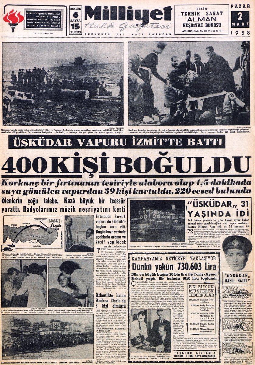 BBY_Acik_Erisim's tweet photo. 1 Mart 1958 Üsküdar Vapuru Faciası

Türk denizcilik tarihinin en acı sayfalarından biri İzmit Körfezi’nde yazıldı. Ani fırtınada batan vapurun ardından tutulan resmi raporlar, kazanın seyrini değiştiren ihmaller ve TBMM zabıtlarına yansıyan acı tanıklıklar…

TBMM Tutanakları:
https://t.co/wuXA4yGP2I

https://t.co/osjSF8UJeA