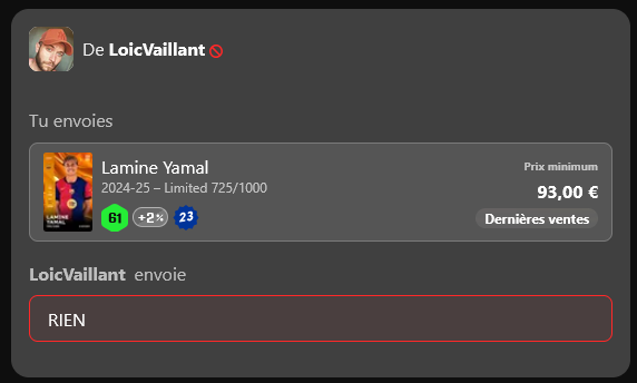 packfeverTCG's tweet photo. 🚨 HERE WE GO! 🚨

ANOTHER claim live on Packfever
Packfever → Sorare ✅

LoicVaillant pulled Lamine Yamal (FC Barcelona 🇪🇸) T0 Classic in-game
→ real Sorare card now delivered to the player's wallet 🔴🔵

The bridge works.

Done deal.

#Sorare #Packfever https://t.co/FO7amM2Uum