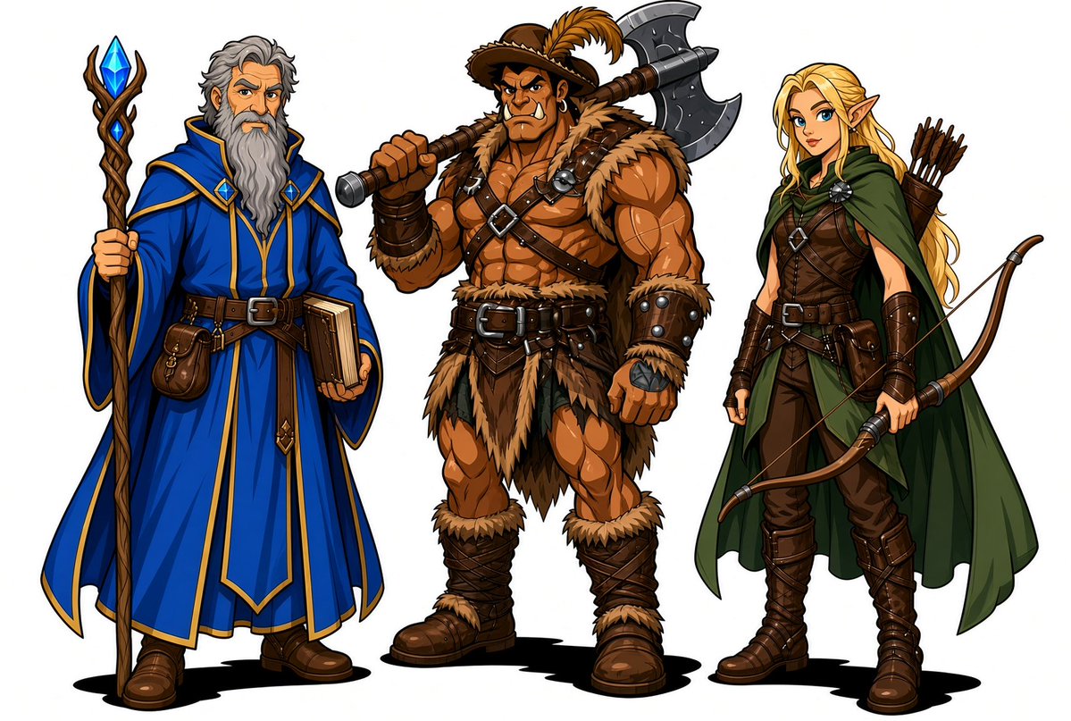 InkPotGames's tweet photo. Only humans, half-elves, and half-orcs are playable in my Fighters & Wizards rules. Why:

"All player characters walk as mortals of human blood and bone. No elves of starlit grace, no Dwarves of mountain forge, no Gnomes of warm hearth or the scriptorium. Human nature bears the full weight of our stories, with all our fleeting fire, stubborn hope, and capacity for greatness and ruin.

Half-Orcs and Half-Elves are permissible choices for player characters. Though they carry the blood of other folk, they remain mortal, short-lived, and shaped by the same hopes, fears, and limitations as any other human. Their mixed heritage grants them certain advantages or burdens, but they are still part of the human story.

By making every player character human, or half-near to it, we stand together as mortals in a realm of wonders and terrors far older and greater than ourselves. The fantasy becomes sharper and more wondrous when seen through human eyes; the dangers feel more real, the friendships more precious, and every triumph more honestly earned, for they are won not by gifts of blood or grace, but by will, wit, and the fragile spark that makes us human.

In this way, my rules remain a story about flawed, hopeful, and short-lived humans striving against the monstrous and fantastical.