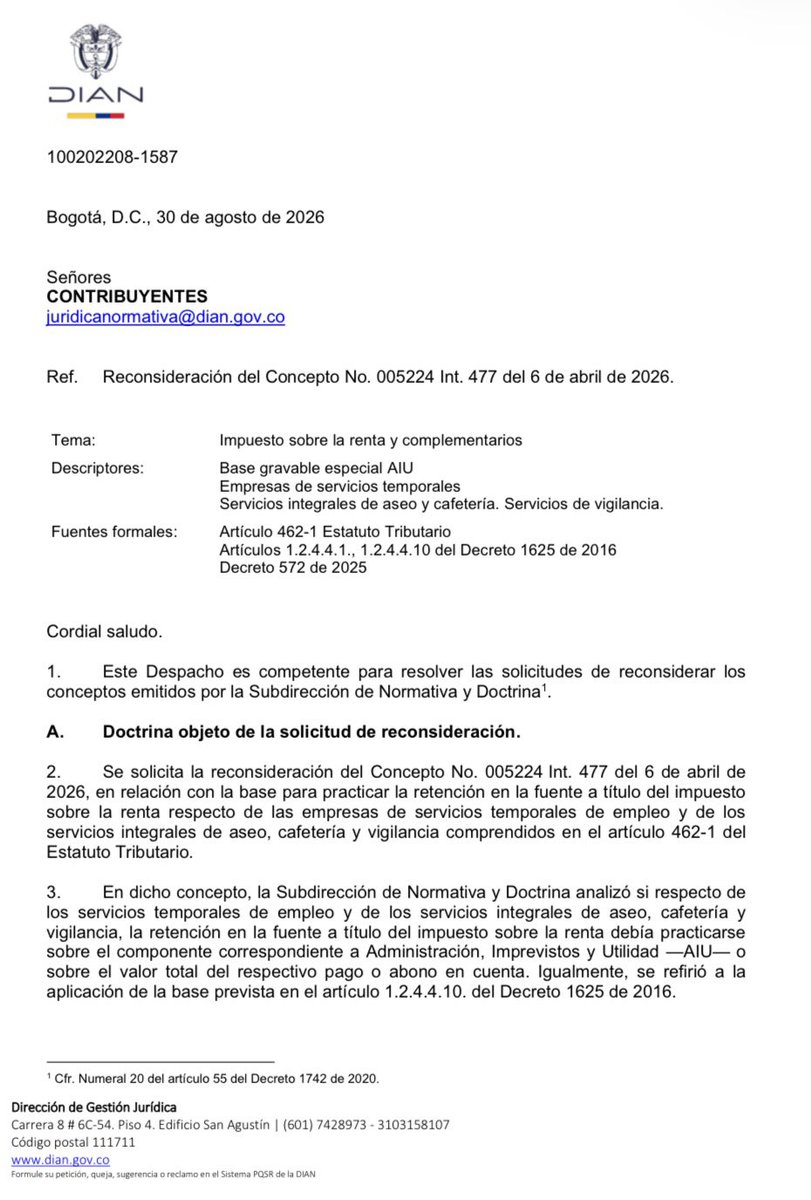 LISANDROJUNCOR's tweet photo. Vergonzoso lo de la jurídica de la DIAN en los últimos 4 años, se la pasó legislando, con el IVA a copropiedades, con Reficar y muchas más, pero en este caso logramos que reconsideraran su propia doctrina para reconocer la jerarquía elemental de la ley sobre un decreto reglamentario. Se la pasaron generando Inseguridad jurídica.