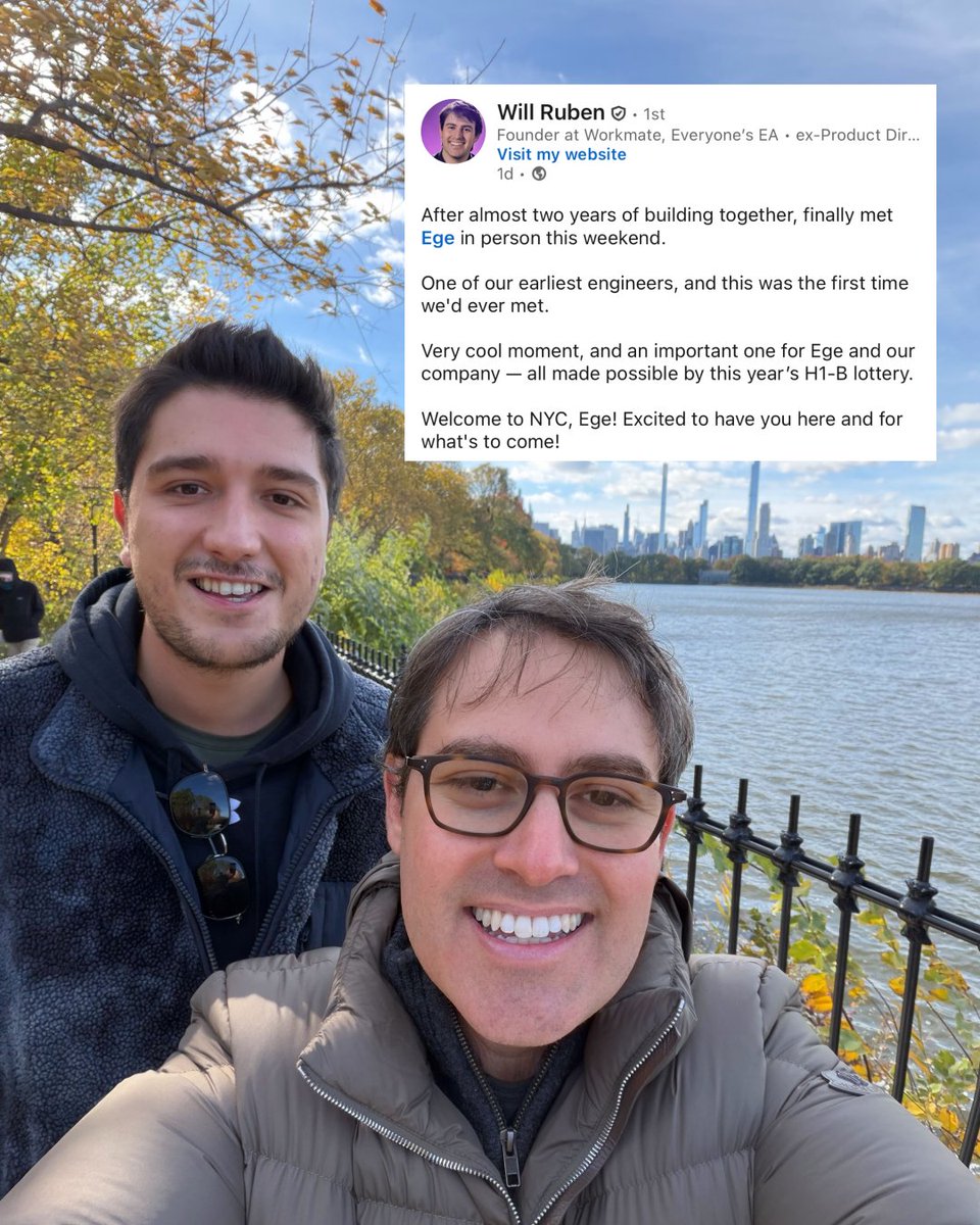 workmate's tweet photo. From remote building to a NYC selfie! Workmates around the world making it happen 🌎 

Because behind every great AI, there’s an even greater human.

Workmate launching soon... https://t.co/wDTYycYczH