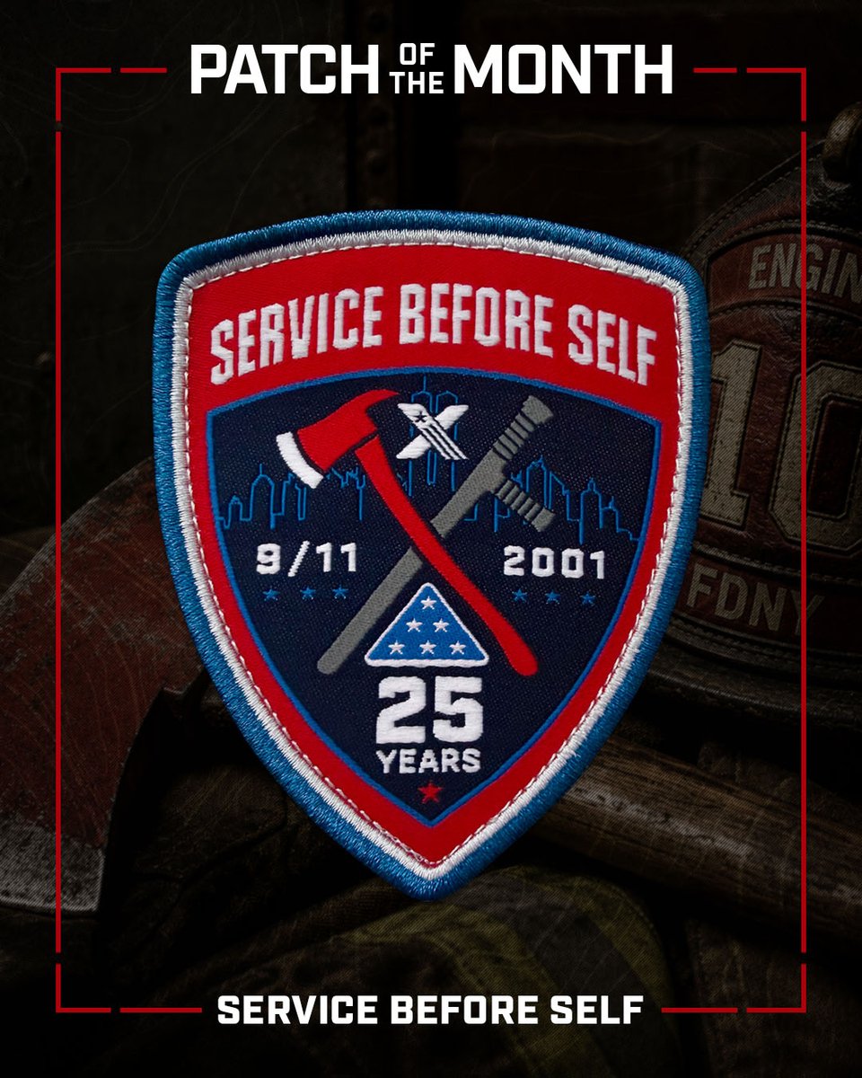 ShopGOVX's tweet photo. A quarter century of remembrance. Add our latest Patch of the Month – SERVICE BEFORE SELF to your order and unlock free shipping. https://t.co/yd5wt1BmtZ https://t.co/5GS5CBh8pc