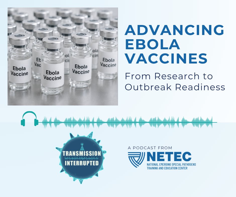 TheNETEC's tweet photo. What does it take to have a vaccine ready before an outbreak?
On Transmission Interrupted, Tom Geisbert, PhD, who helped develop the ERVEBO Ebola vaccine, joins NETEC’s Jill Morgan, RN, to discuss turning vaccine research into outbreak readiness.🎧 Listen: https://t.co/1syE60kYgI https://t.co/QQ41AW1PLr