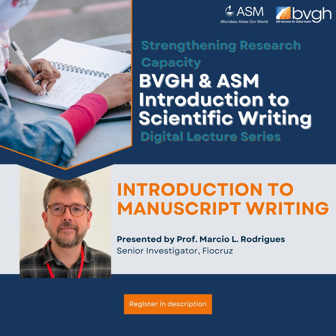 BIOVentures's tweet photo. Scientific writing can take many forms – from research articles to op-eds. Join us tomorrow, Sept 3, for an overview of manuscript writing with Prof. Marcio L. Rodrigues (Fiocruz). https://t.co/i12dJRzGMe https://t.co/YMpjEktZh2