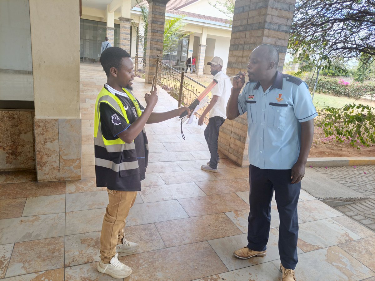 SimonKanyingi14's tweet photo. A Mash Poa bus driver being checked  for alcohol levels at Mtito Andei as a way of curbing traffic accidents. @NTSA, @KenyaPolice3 https://t.co/PSanq0uAPZ