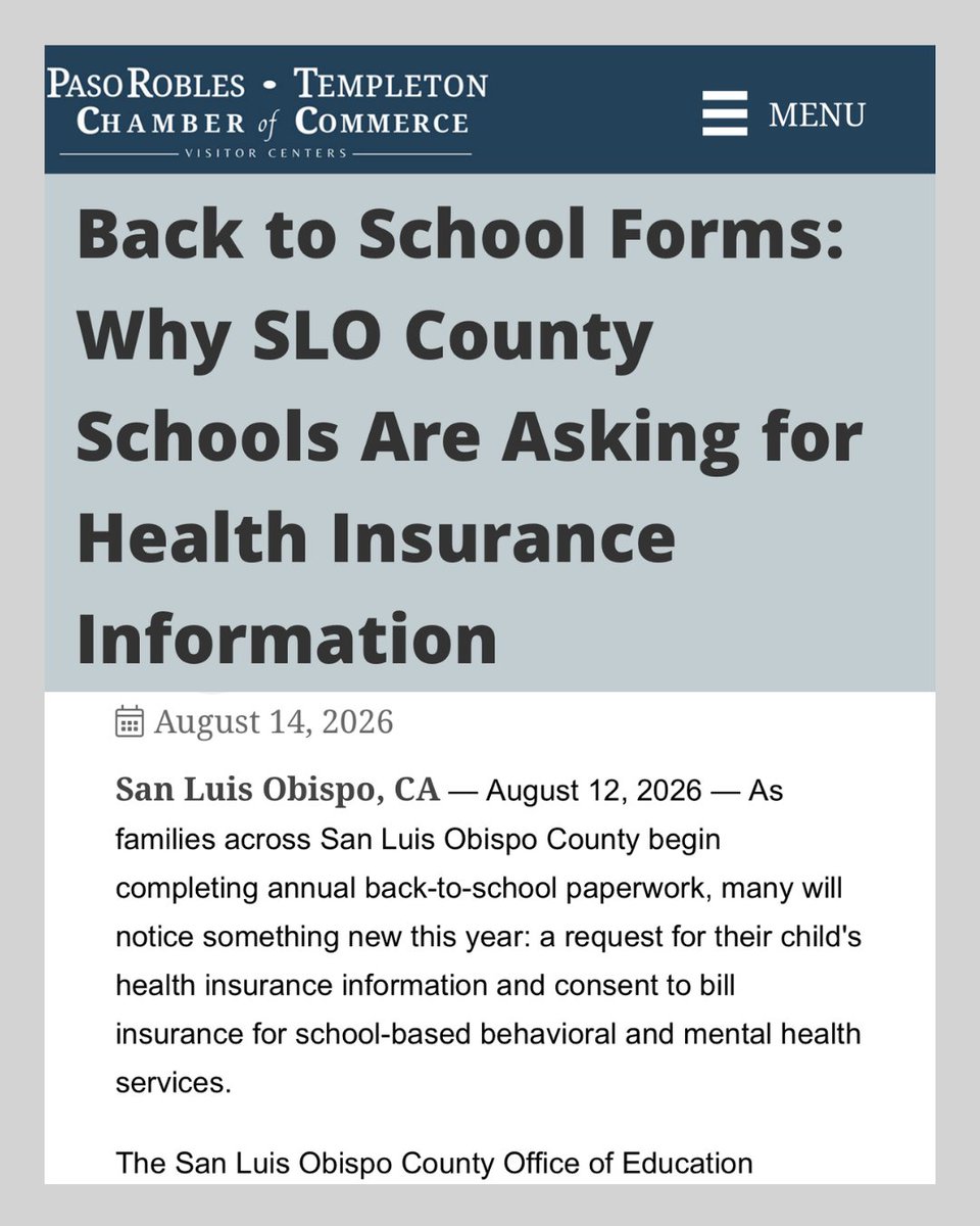 MondePR's tweet photo. Why are SLO County schools asking for health insurance information?
The information can help schools secure sustainable funding for behavioral and mental health services, while care remains free for families.
🔗:https://t.co/URgXTuTkal
#SLOCounty #MentalHealth #Education https://t.co/vKCoJvzjmf