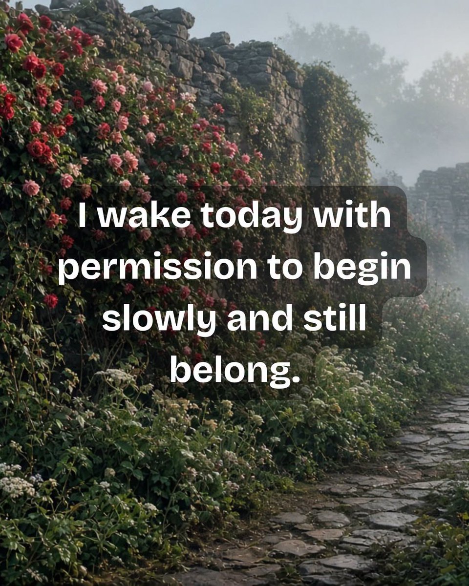 OdinsLantern's tweet photo. Pink roses cling to the stone wall this morning.
The mist lets the path stay soft underfoot.
Where will you allow yourself to begin slowly?
#MedievalMindset https://t.co/xVpl67kW3W