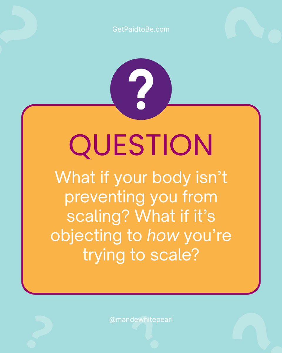 MandeWhite's tweet photo. What if your body isn’t preventing you from scaling? What if it’s objecting to HOW you’re trying to scale? Maybe “How do I increase my capacity?” is the wrong question. What do you actually WANT more capacity for? https://t.co/VdgGzAlX8U