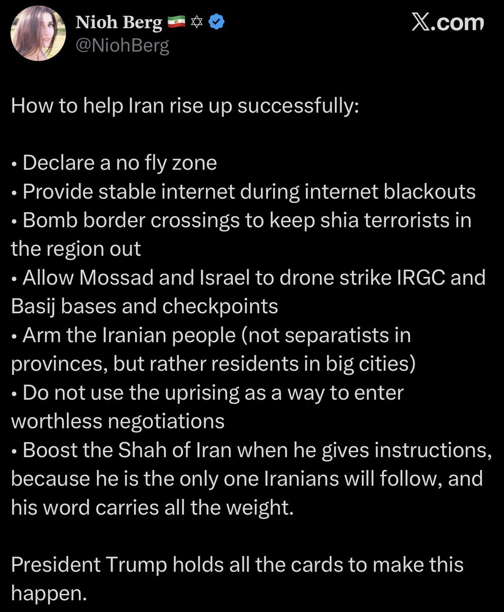TheDemSlayer's tweet photo. President Trump:  “When will the Iranian people rise up and fight?”

Straight from an Iranian, here’s what needs to happen to get an uprising like the world has never before seen. https://t.co/JruL0TvwKk