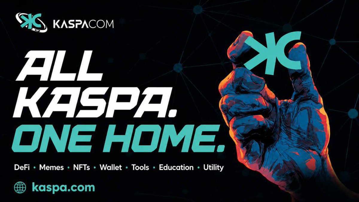 KaspaCom's tweet photo. KaspaCom: One home for everything Kaspa. ⚡️

DeFi. Memes. NFTs. Wallet. Tools. Education. Utility.

Building more ways to bring users, builders, and activity to Kaspa.

All products. All Kaspa. One home: https://t.co/Zfz1FtftZO https://t.co/qNt0gpy8qd