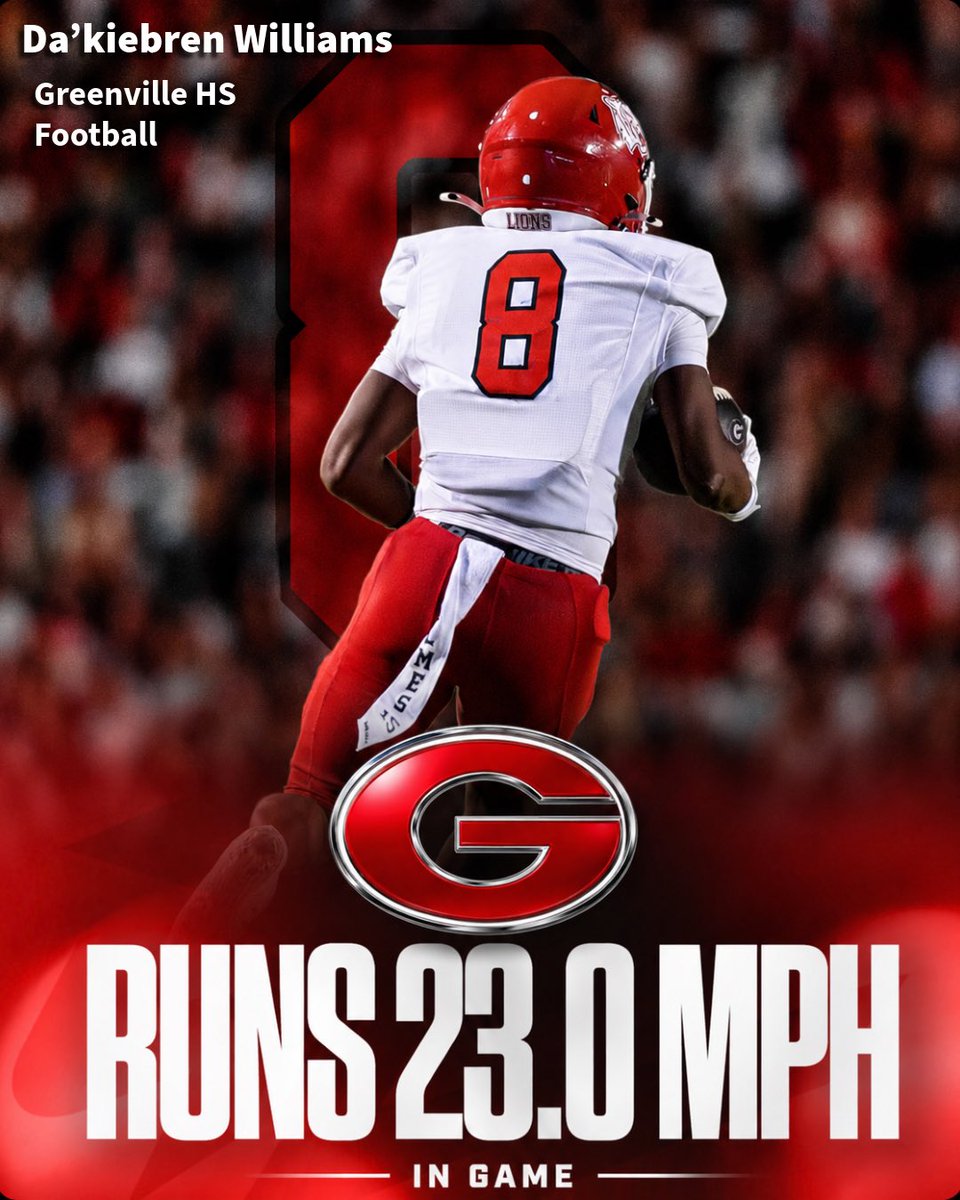 LionsFootball24's tweet photo. Through the Hudl Effort Tracking systems @DaKiebren6 Da’Kiebren Williams touched 23MPH in our game friday night🔴 250 All purpose yards 4TDs #TheVille https://t.co/d2SI3jdtta
