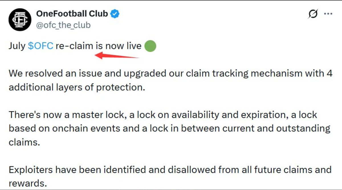 Johngerald1s's tweet photo. OFC Update:

July OFC re-claim is now live.

Please try claiming your OFC token if you cannot claim it before. https://t.co/NaLJc38JVy