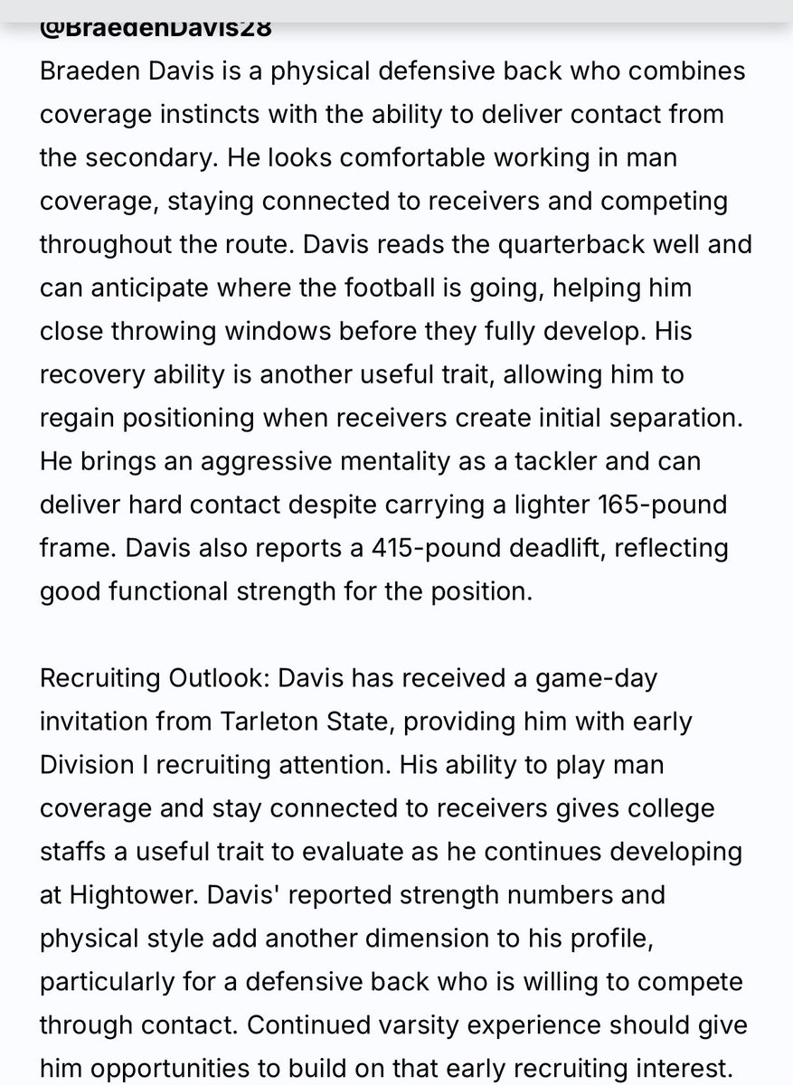 BraedenDavis28's tweet photo. @TarletonPrez @TarletonFB @SFA_FBRecruit @HightowerFB @quentin_spiess https://t.co/FPWn3rfB1c