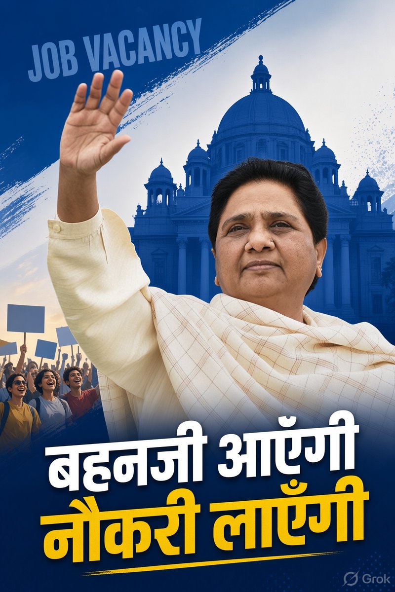 bsp_ts's tweet photo. बहनजी आएंगी
नौकरी लाएंगी

बसपा सरकार बनते ही सभी पदों को भरा जाएगा, बसपा पैसे नहीं रोजगार देगी.

#5thTimeBehanji #BSP #Mission2027 https://t.co/dySBadoMmh