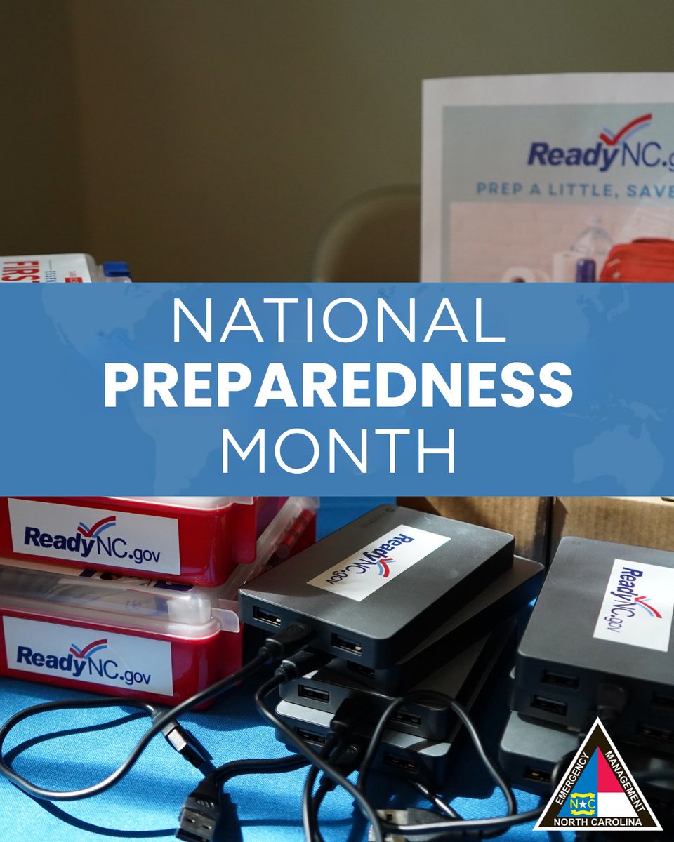 NCEmergency's tweet photo. Preparedness starts with all of us!
September is National Preparedness Month, and we’re using this time to focus on the small, meaningful steps that help build a stronger North Carolina.
Here’s to working together, staying informed, and doing our part to make a more #ReadyNC
Los preparativos empiezan por nosotros mismos!
Septiembre es el Mes Nacional de Preparativos, tiempo que aprovechamos para centrarnos en las medidas grandes y pequeñas que podemos tomar para construir una Carolina del Norte más fuerte.
Compartimos cómo trabajar juntos, mantenernos informados y poner de nuestra parte para que todo NC esté preparado #ReadyNC