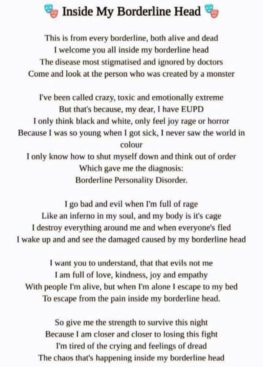 mama66604's tweet photo. #bpd
#eupd 
#borderlinepersonalitydisorder 
#mentalhealthmatters https://t.co/R7AdCSEKCp