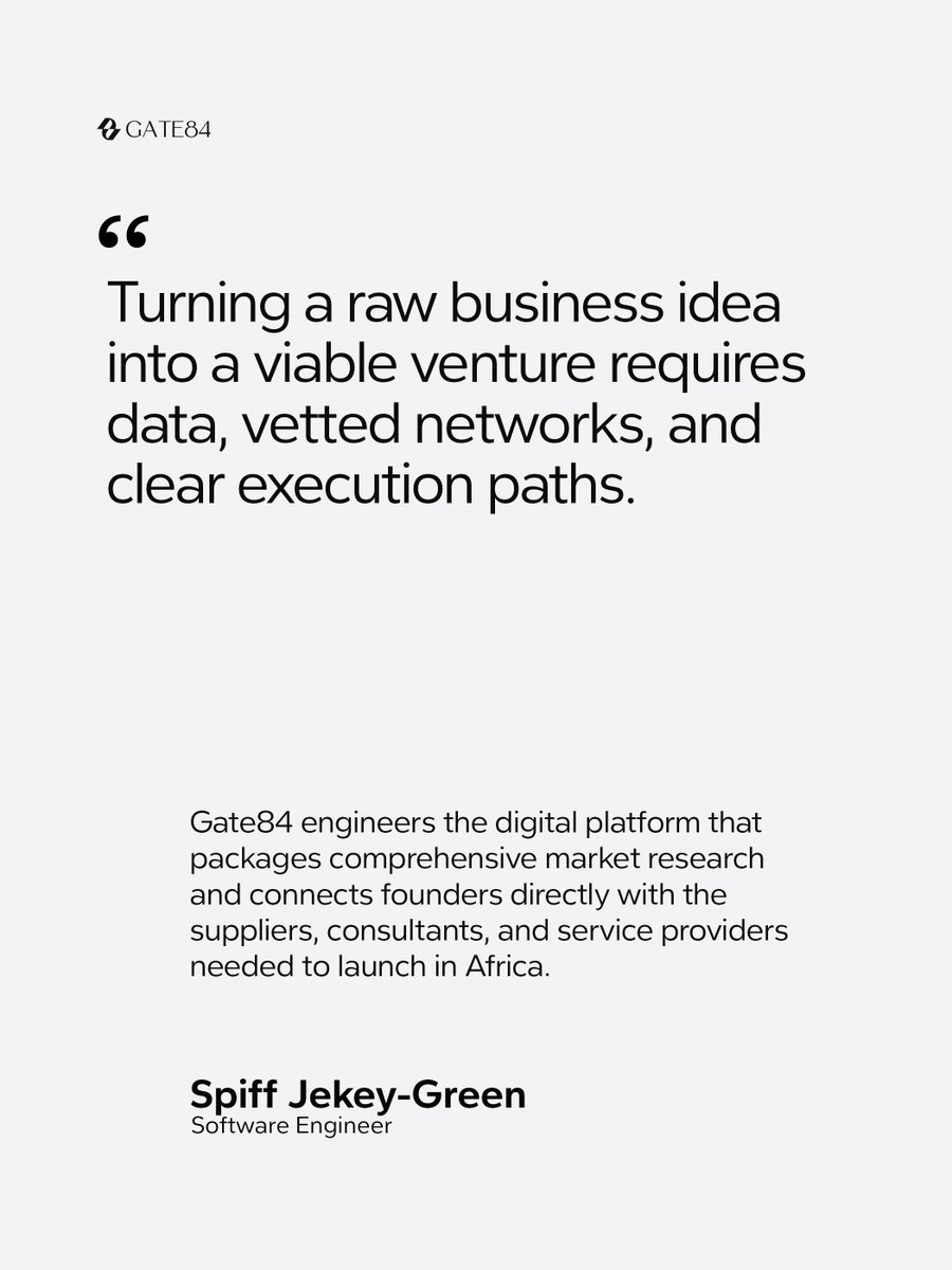 Gate84io's tweet photo. Behind every powerful platform is a team committed to solving real problems.
Today, we are featuring our Lead Software Engineer, whose work is helping build a digital ecosystem that makes business discovery, collaboration, and execution easier for entrepreneurs across Africa.
At Gate84, technology is not just about software—it is about creating opportunities.

#Gate84 #gate84io #exploreafrica #employeespotlight #softwareengineer #techafrica #innovations #africabusiness #digitaltransformation