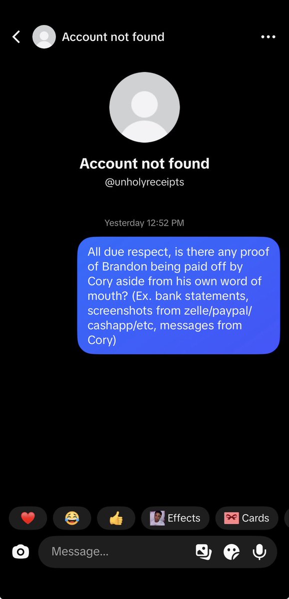 EmerysSon's tweet photo. @MariaVaca04 I reached out to the tiktoker to see if he had any other proof aside from this guy’s own words, and they blocked me 💀 https://t.co/17zwgXeNBE