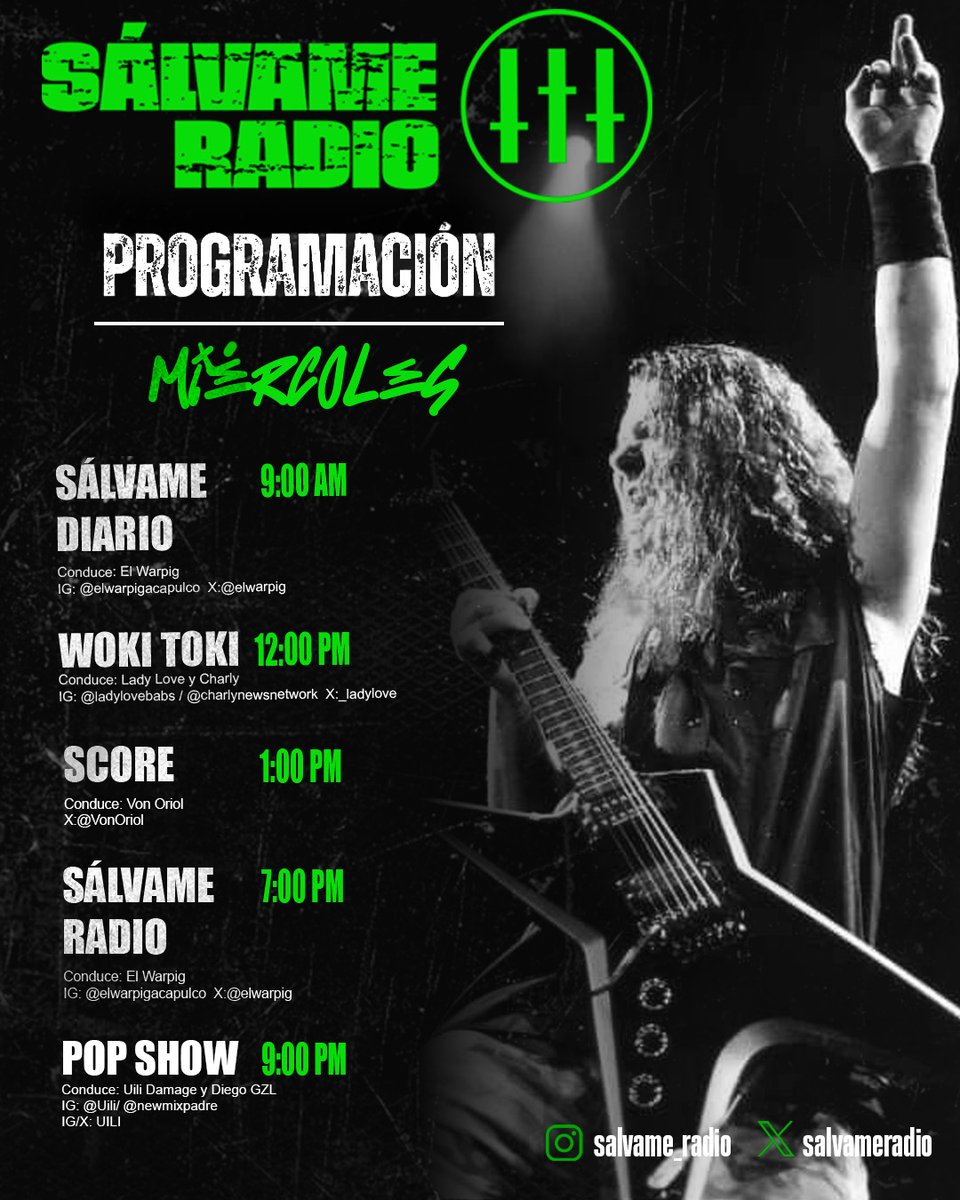 salvameradio's tweet photo. Hoy en #SálvameRadio

#Sálvamediario 9:00 am
con @elwarpig👽

#wokitoki 12:00 pm
con @_ladylove y Charly🐞

#score 1:00 pm
con @VonOriol🍿

#Sálvameradio 7:00 pm
con @elwarpig👾

#POPSHOW 9:00 pm🎉
Con: Diego GZL y @uili https://t.co/Ig0l4zkByn
