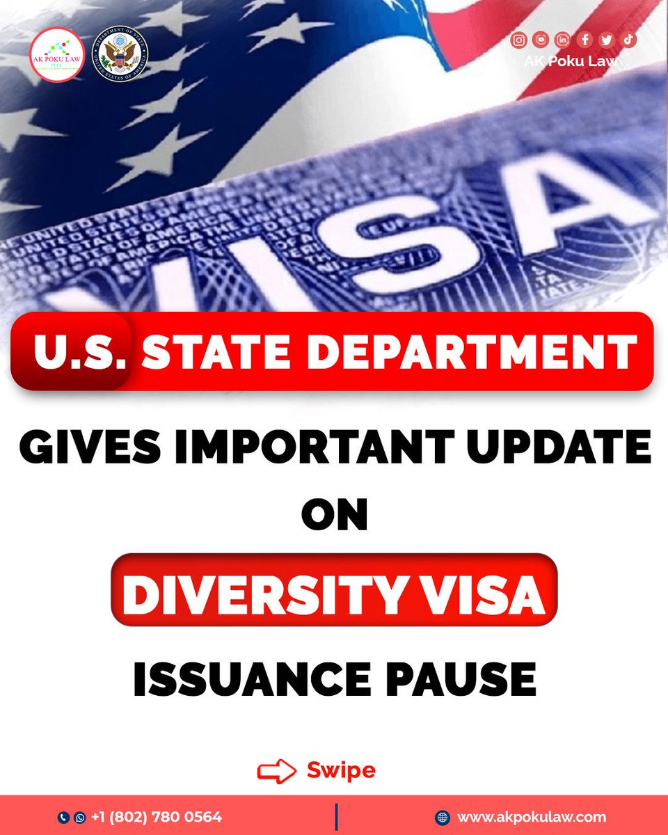 greencard1awyer's tweet photo. 1* On August 31, 2026, the U.S. Department of State gave an update regarding the Diversity Visa issuance pause affecting DV-2026 selectees.

✅ Swipe to learn more. https://t.co/9fI7KsnuOX