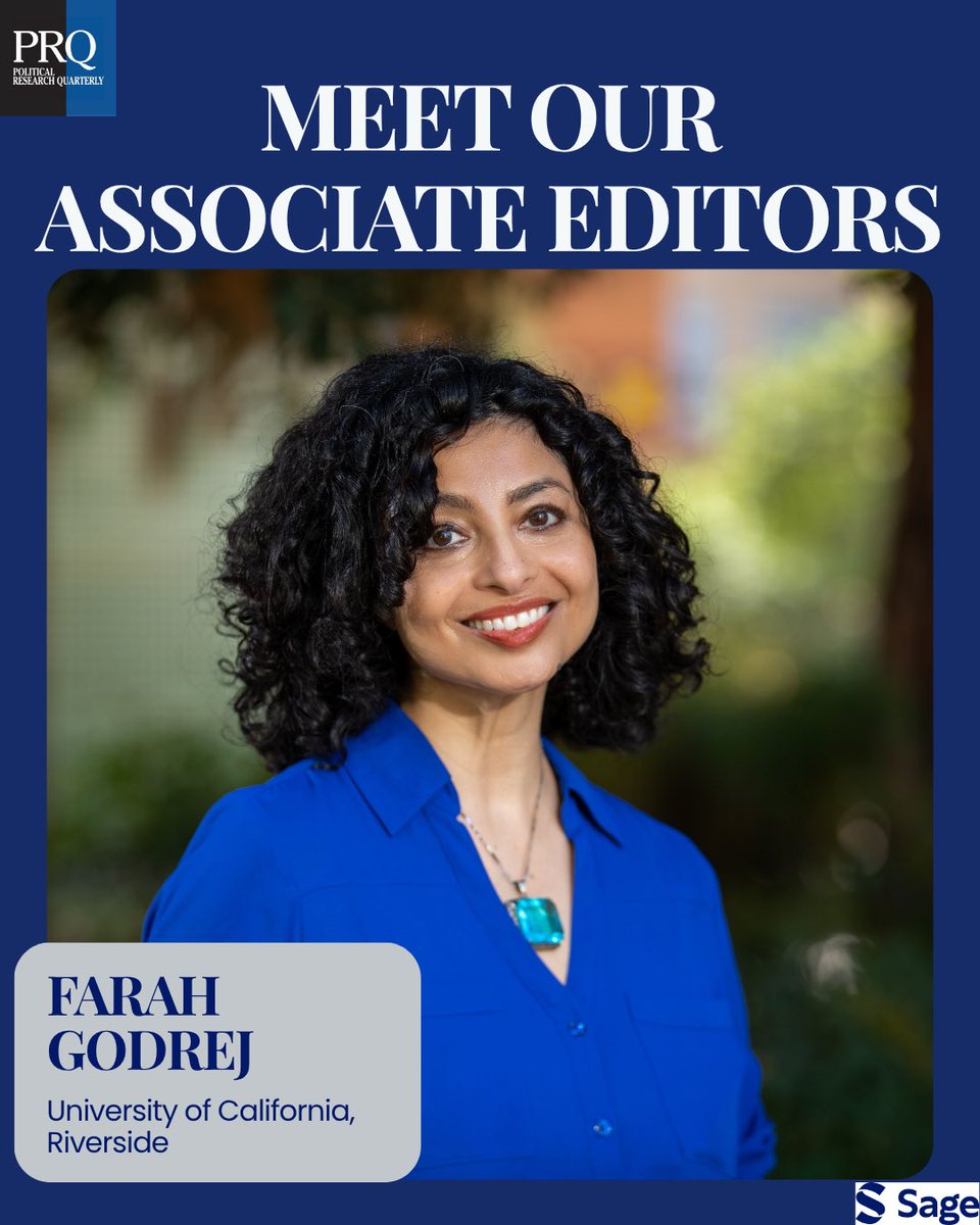 PRQjournal's tweet photo. Dr. Farah Godrej is Professor of Political Science at UC Riverside and has published with Oxford University Press &amp; Routledge, among others. Her research focuses on engaged political theory,  South Asian political thought, feminist and environmental thought, and carceral studies. https://t.co/W8cQsRTkun
