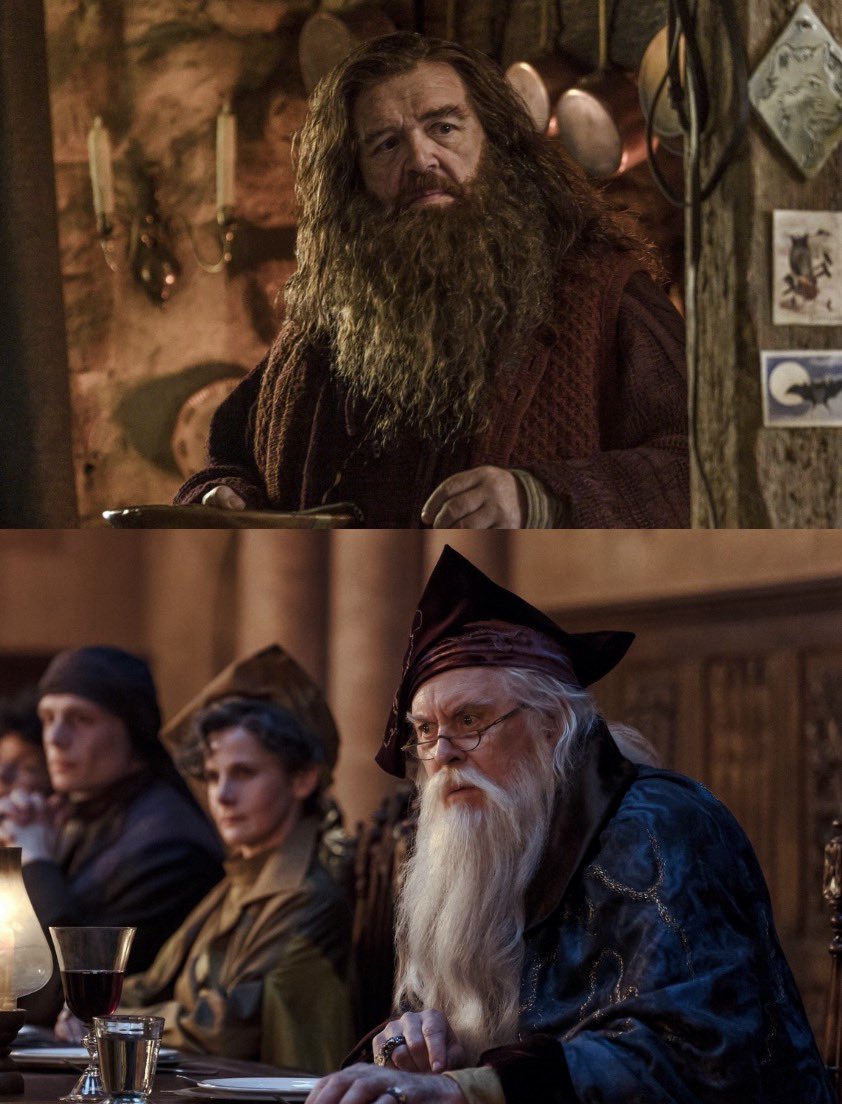 DiscussingFilm's tweet photo. New look at Hagrid and Dumbledore in the ‘HARRY POTTER’ series. https://t.co/YLkfNEWhHZ