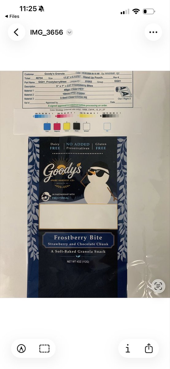 Goodysharvestco's tweet photo. When I tell you we’re so close to these flavors. We are so very close!!! These are our proof press samples! The last step before we pull the trigger on the order for the bags . @FrostyRealLive @CroweGamingg https://t.co/a4xcS6CE9R