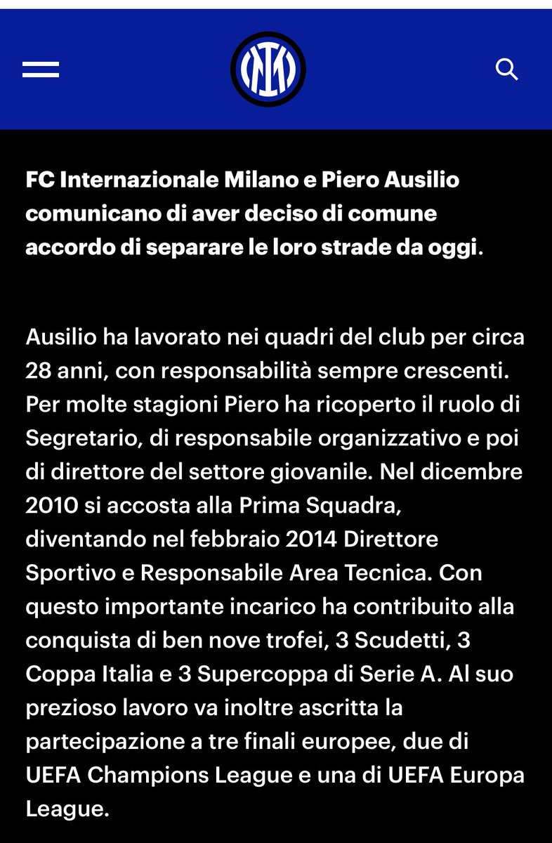 capuanogio's tweet photo. 🔴 Ufficiale: Dario Baccin è il nuovo Chief Sport Officer #Inter. Risolto il contratto con Piero Ausilio. https://t.co/tlq6XV5a7e