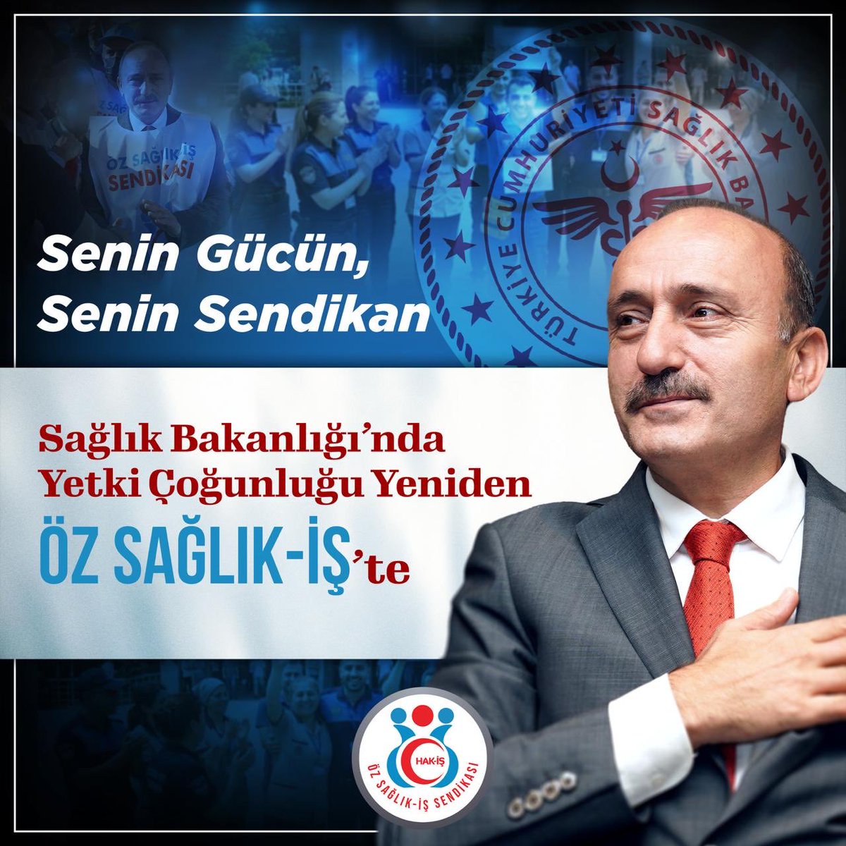 serdarcengizz25's tweet photo. Öz Sağlık-İş Sendikamız, Sağlık Bakanlığı ve bağlı işyerlerinde görev yapan sağlık emekçilerimiz adına yeni dönemde de yetki çoğunluğunu sağlamıştır.

Öz Sağlık-İş’e inanarak bizlerle yol yürümeye devam eden tüm sağlık emekçilerimize şükranlarımızı sunuyoruz. https://t.co/bsOxXKClKb