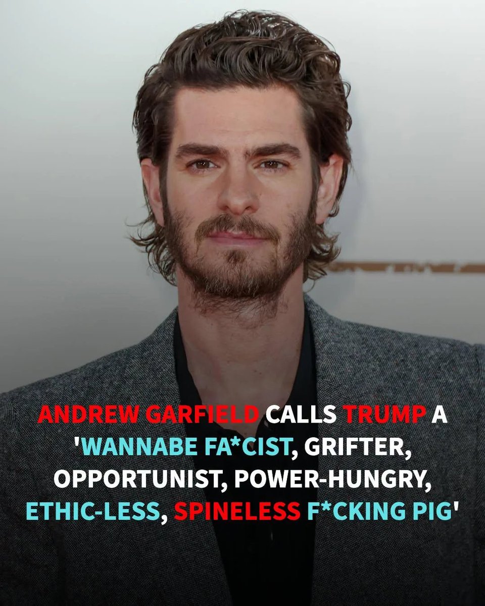 YourAnonNews's tweet photo. Andrew Garfield used a new Esquire interview to deliver one of the sharpest takedowns of Donald Trump from any Hollywood actor this year, calling him a "wannabe fascist, grifter, opportunist, power-hungry, ethic-less, spineless fucking pig."

The remark came during a wide-ranging conversation about his upcoming role as OpenAI founder Sam Altman in Luca Guadagnino's film Artificial. Garfield was discussing the Jungian concept of the shadow self, arguing that society's refusal to acknowledge its own darker impulses is precisely what allows figures like Trump and British politician Nigel Farage to rise to power.

"If we weren't all less rejecting in the first place, less 'that's not us', then Donald Trump wouldn't have been voted in twice, and Nigel Farage wouldn't be anywhere near a position of power," Garfield told Esquire. "Whereas if we go, 'OK, interesting — where am I [in a] wannabe fascist, grifter, opportunist, power-hungry, ethic-less, spineless fucking pig?' We can identify that this is the bad part of us."

He then added: "And then it's, 'Ah, sweet Nigel. Guys, let's just not let him get anywhere near this."
