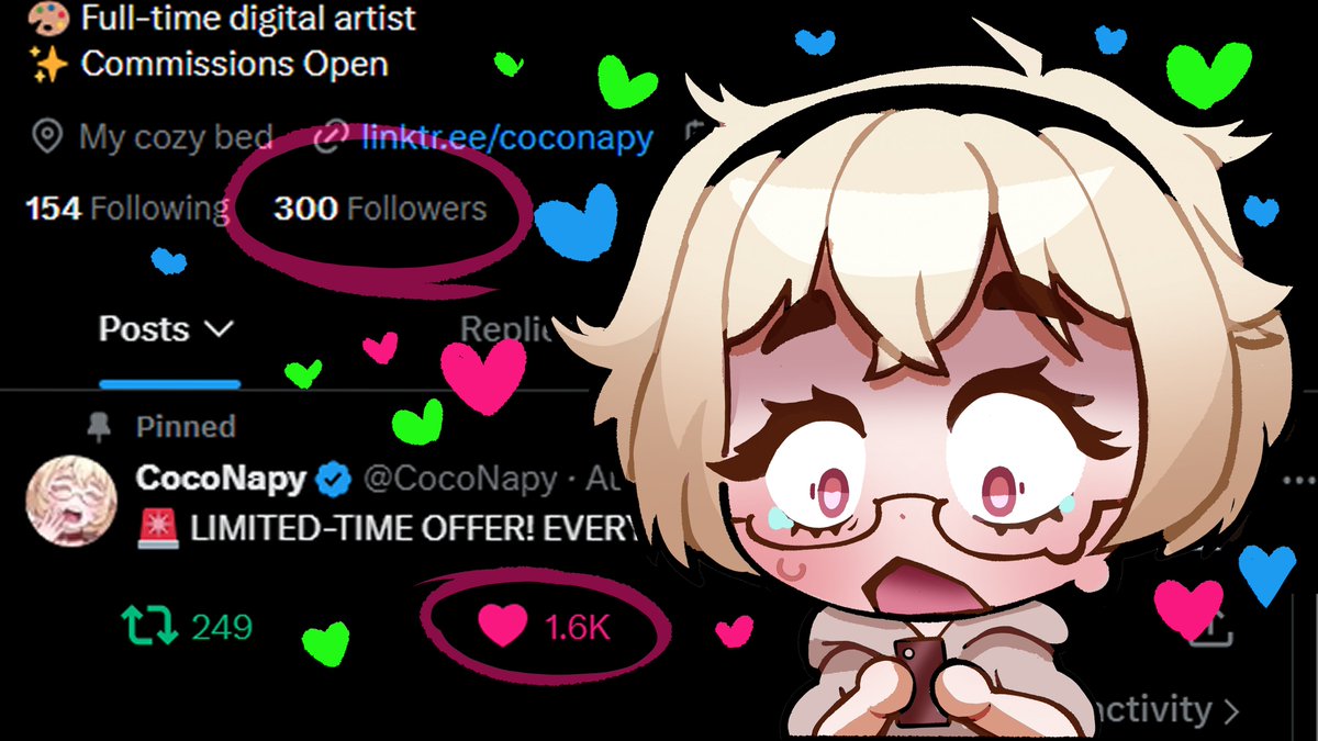 CocoNapy's tweet photo. I’m going to be really open with you all for a moment.

I’m honestly beyond grateful for all the support, the kind words, the new people who found my art, and everyone who took the time to comment, share, or even just leave a like. 🧡

The truth is, I was really scared a few weeks ago. I love making art so much, but for a while I genuinely couldn’t see a way through. I was worried about what was going to happen and whether I’d be able to keep going.

And then you all just… showed up. Out of nowhere. 😭

Seeing so many of you enjoying my work, talking to me, sharing your characters, and being so incredibly kind has honestly meant more to me than I know how to put into words.

You made my whole day. My whole week, really.

I know a follow or a like might feel like a tiny thing, but when you’re the person on the other side of the screen, trying your best to make a living doing what you love… it means EVERYTHING.

And because of you, I’m not only feeling hopeful again—I’m genuinely excited that I’ll be able to continue with my medical procedures and cover some of the professional expenses I was so worried about. That is something I honestly wasn’t sure I’d be able to do a few weeks ago.

So thank you. Truly. From the bottom of my heart. 🧡☀️

Thank you for finding my little corner of the internet, for caring about my work, and for giving me a reason to keep creating. I’m so, so happy you’re here. 🫶
Really, from the bottom of my heart, thank you. 🫶