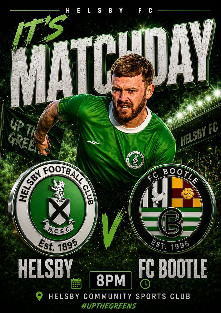 HelsbyFC's tweet photo. ⚽️ IT’S MATCHDAY!!
👏 If you need a midweek footy fix, why not get down to the club and support the lads? 
🟢 Promises to be a great game between two good sides.
📍 Helsby Community Sports Club, WA6 0FX
🕰️ 8pm kick-off https://t.co/gAzAgqikDu