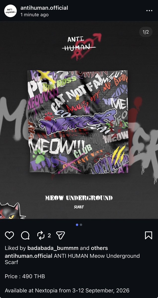2_jjj_2's tweet photo. New “Meowfia Scarf” from ANTI HUMAN

- Troublemaker 
- Meow Underground

#JANHAE #JANIVERSE https://t.co/OCA5y3BaQ6