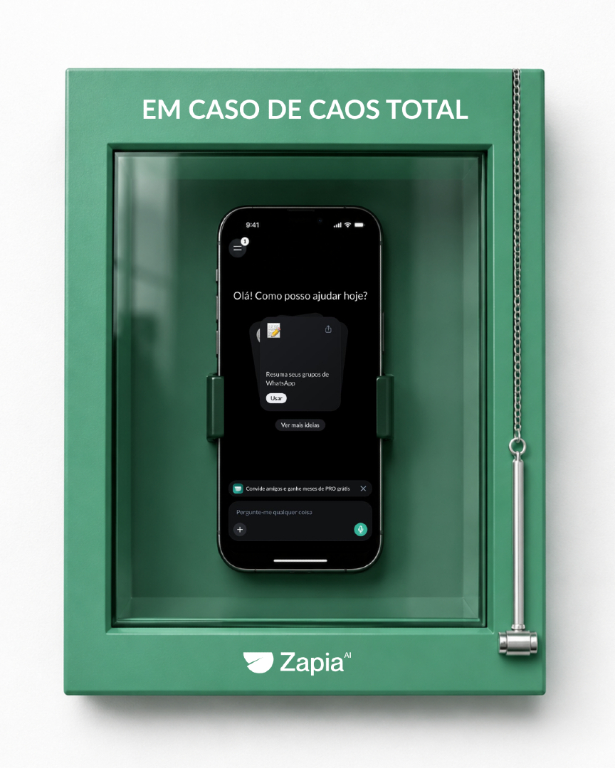 zapia_pt's tweet photo. Mensagens demais, e-mails, pendências e coisas que você não quer esquecer? 🤯

Não entre em pânico. Abra o Zapia. 💚

Ele pode resumir seus grupos do WhatsApp, organizar sua agenda, classificar seus e-mails, organizar seu trabalho no Slack e transformar seus áudios em tarefas. ✔

Porque, quando o caos passa do limite, a última coisa que você precisa é de mais uma tarefa.

Abra o Zapia e comece por uma única rotina. 😎